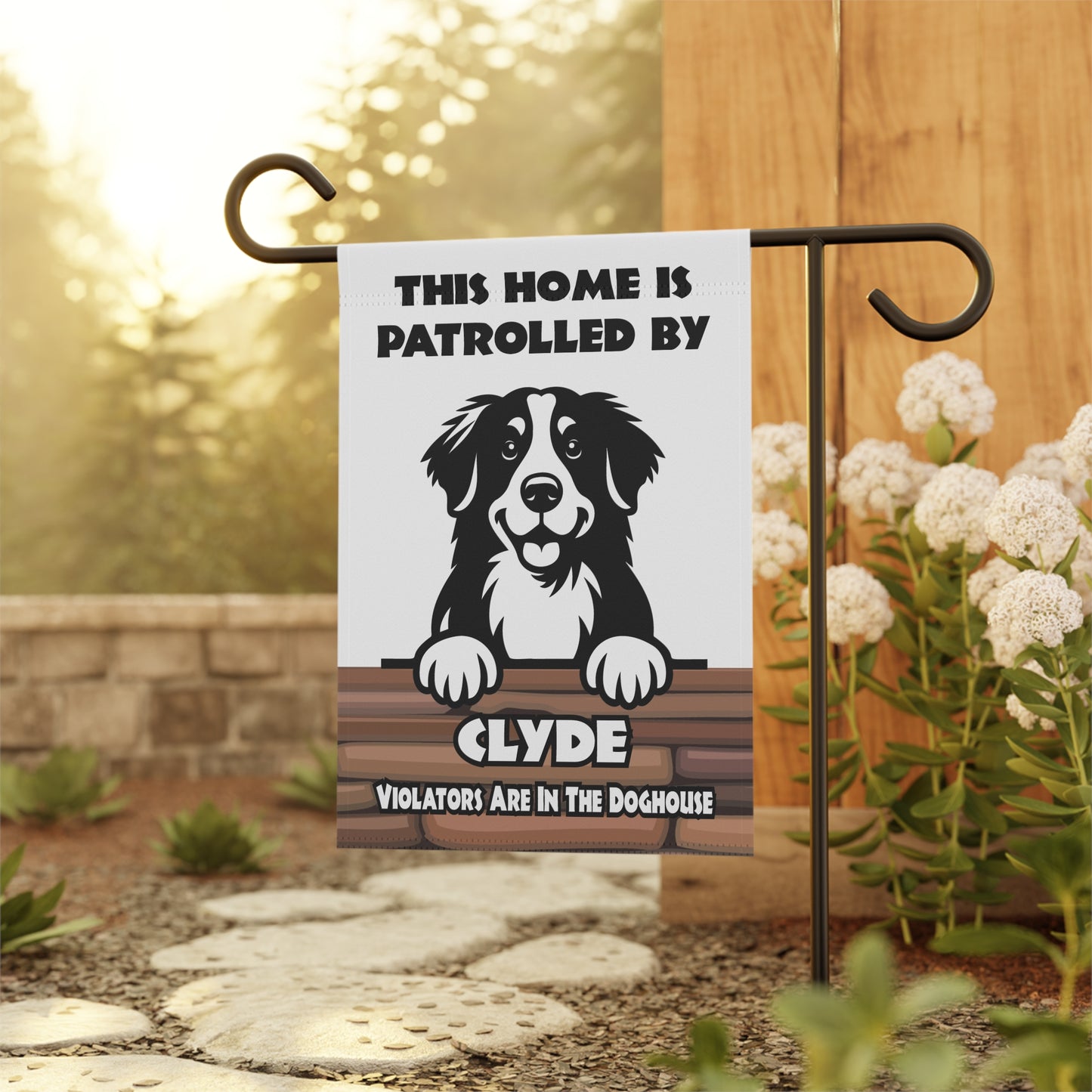 This Home Is Patrolled By (Personalized Name) - Garden & House Banner